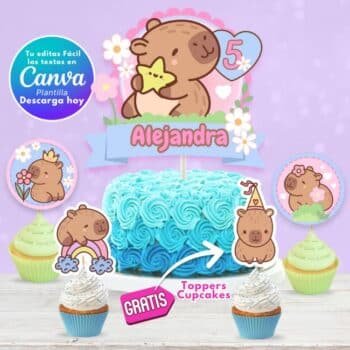 Cake Topper de Capibara para Editar