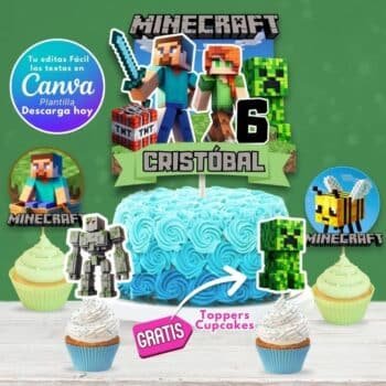 Cake Topper de Minecraft para Editar