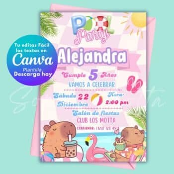 Invitación de Capibara POOL PARTY para Editar