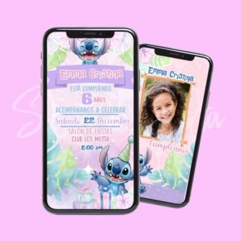 Invitación de cumpleaños de Stitch Personalizada