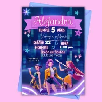 Invitación Guerreras KPOP Editable en Canva Cumpleaños