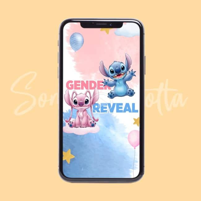 Invitación Revelación de Genero Stitch y Angel - Imagen 2
