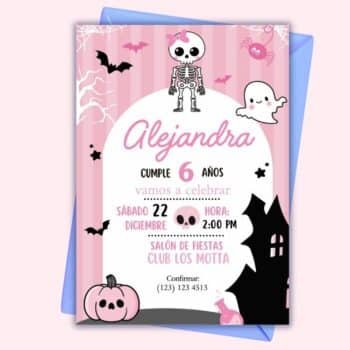 Invitación de Halloween Rosa para Editar