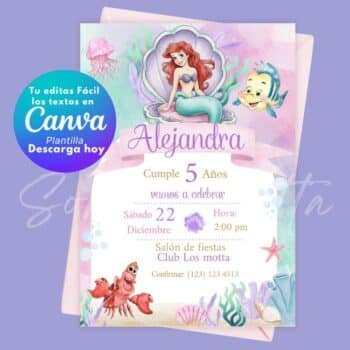 Invitación de La Sirenita Ariel para Editar