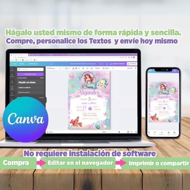 Invitación de La Sirenita Ariel para Editar