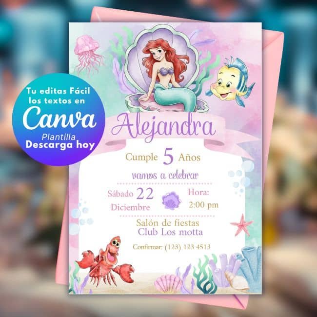 Invitación de La Sirenita Ariel para Editar