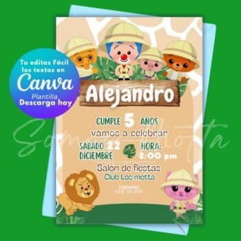 Invitación de Plim Plim Safari Editable