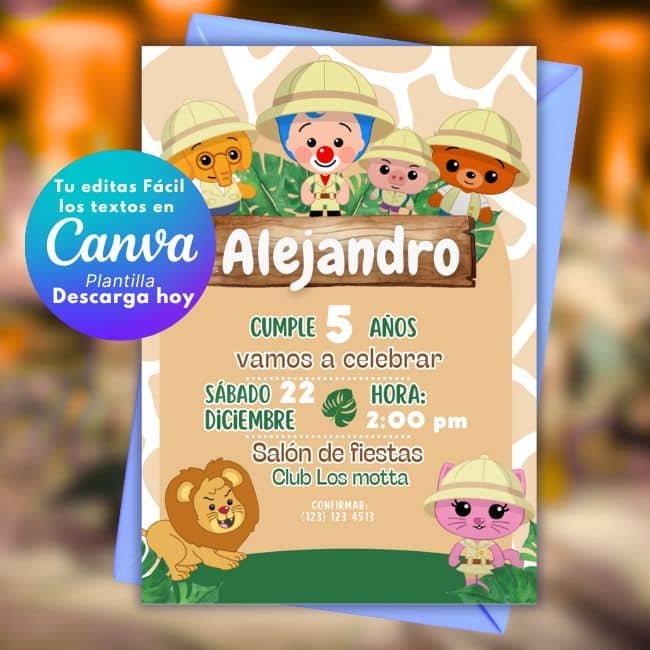 Invitación de Plim Plim Safari Editable - Imagen 2