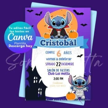 Invitación de Stitch Halloween para Editar