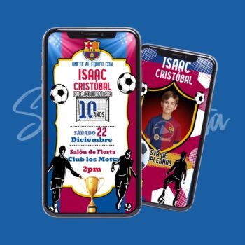 Video Invitación del Barcelona Personalizada Cumpleaños de Fútbol