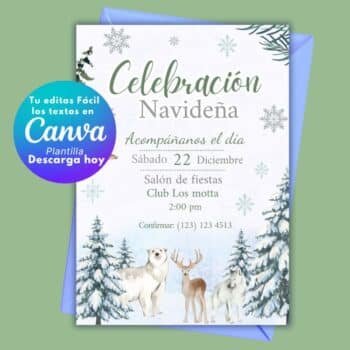 Invitación Celebración Navideña para editar en Canva