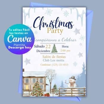 Invitación Fiesta de Navidad para editar en Canva