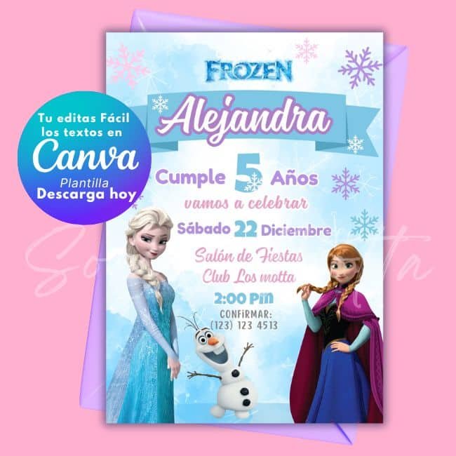 Invitación Frozen para Editar en Canva