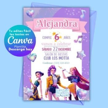 Invitación de cumpleaños Huntrix | Guerreras KPOP
