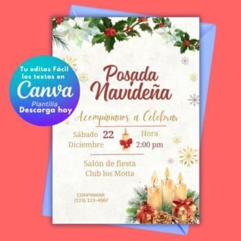 Invitación Posada Navideña GRATIS editable en Canva