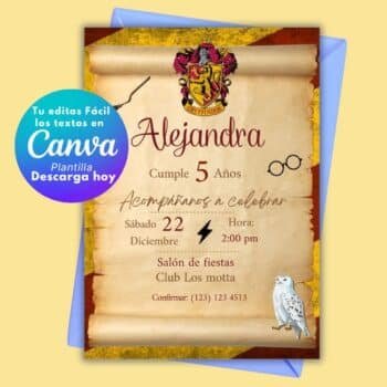 Invitación de Harry Potter Editable en Canva
