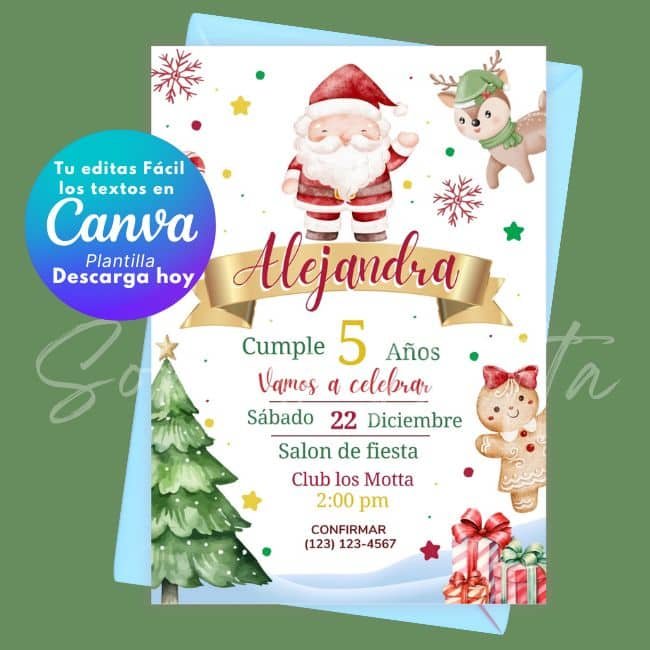 Invitación de Navidad Editable en Canva GRATIS 🎄