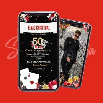 Invitación de cumpleaños 50 estilo Casino Las Vegas