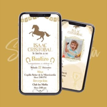 Invitación para Bautizo de Caballo y Cruz