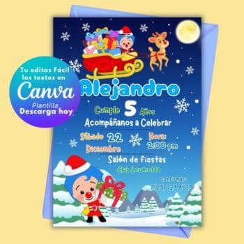 Plim Plim de Navidad: Invitación Editable en Canva