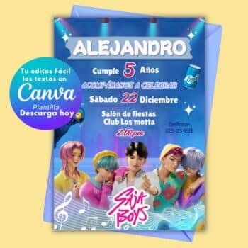 Saja Boys | Invitación Editable en Canva | Guerreras KPOP