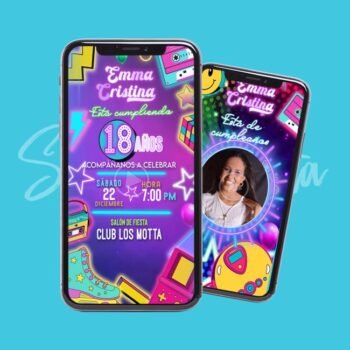 Video Invitación Retro Party Neón Glow