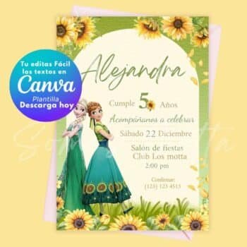 Invitación Frozen Verano para Editar en Canva