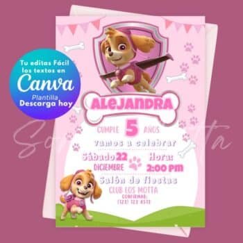 Invitación Sky Paw Patrol para Editar en Canva