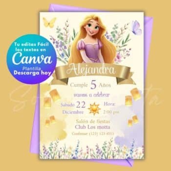 Invitación de Rapunzel para Editar en Canva