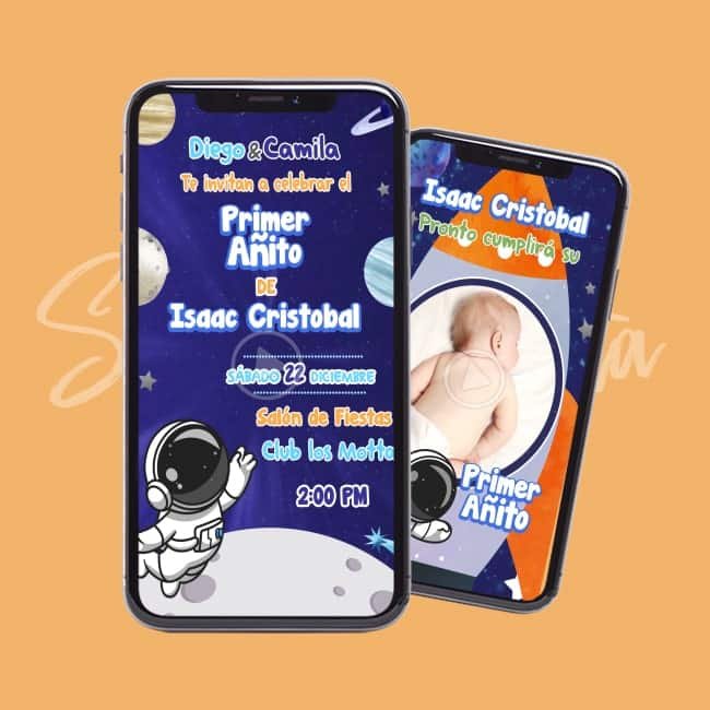 Video Invitación de Astronauta para Primer Año