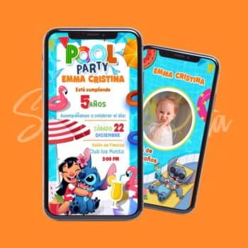 Video Invitación Pool Party Lilo y Stitch Personalizada