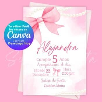 Invitación de Lazo Coquette Editable Canva
