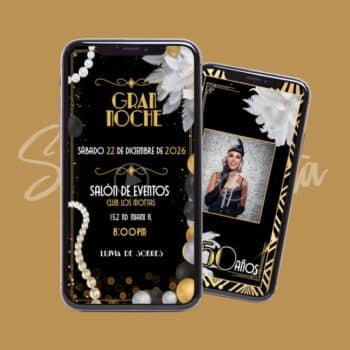 Video Invitación 50 Años Estilo Gatsby Personalizada y Elegante