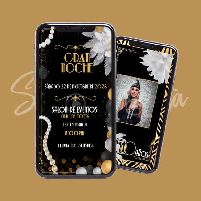 Video Invitación 50 Años Estilo Gatsby Personalizada y Elegante