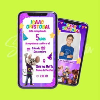 Video Invitación Chuck E. Cheese Personalizada ¡Lista para Enviar!