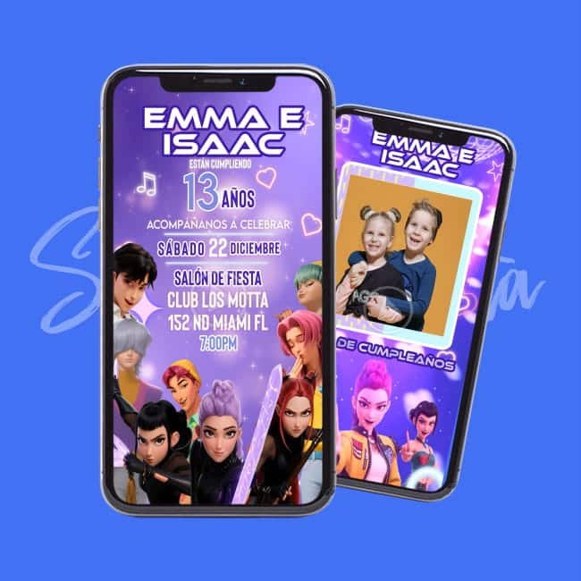 Video Invitación Guerreras Kpop Hermanos ¡Lista para Enviar!