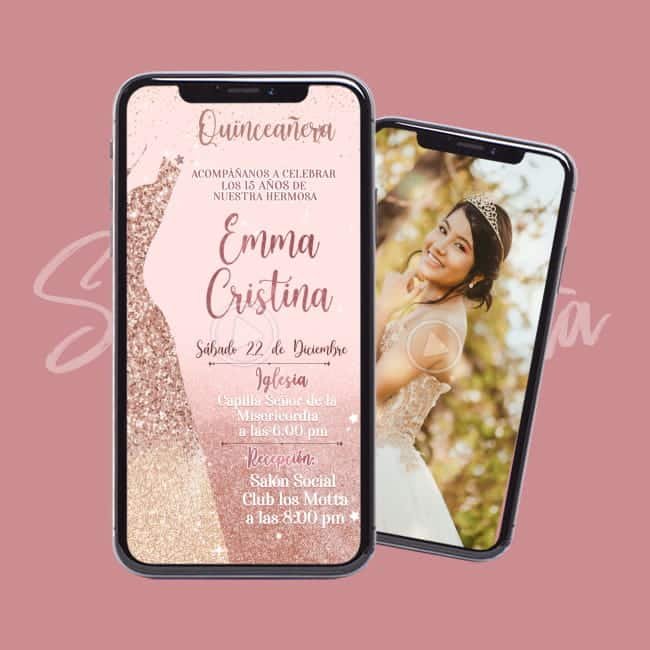 Video Invitación Quince Años Gold Rose ¡Lista para Enviar!