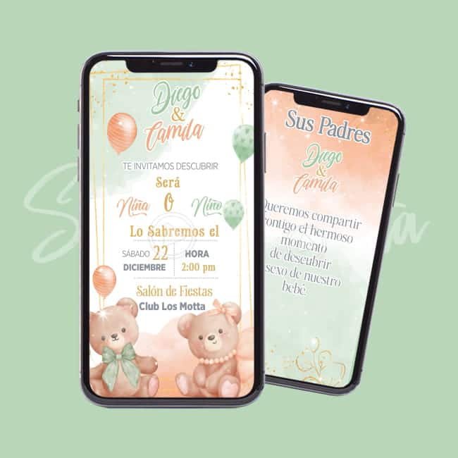 Video Invitación Gender Reveal Osos