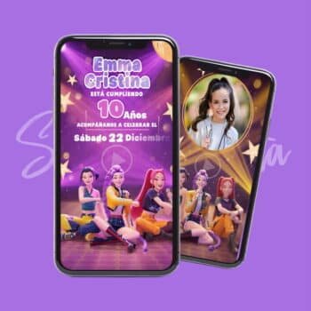 Invitación Cumpleaños Guerreras KPOP Video Digital Listo