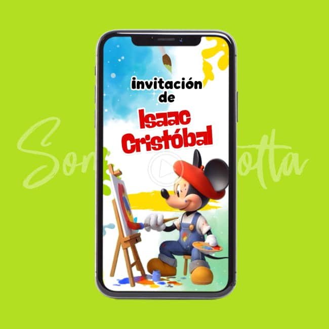 Video Invitación de Mickey Pintor | ¡Personalizada!