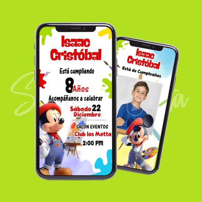 Video Invitación de Mickey Pintor | ¡Personalizada!