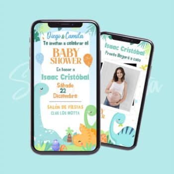 Invitación Baby Shower Dinosaurios Bebé Personalizada Lista
