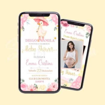 Invitación Baby Shower Ganso colores Pasteles