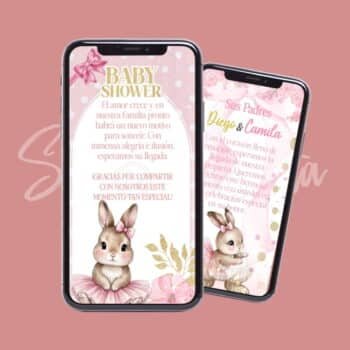 Invitación Baby Shower de Conejo para Niñas