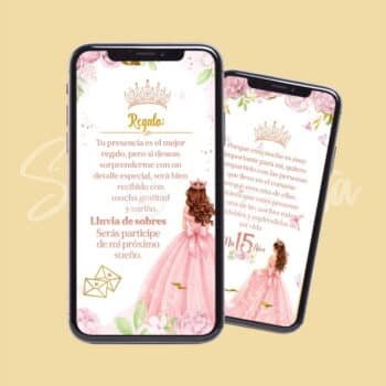 Invitación 15 Años Rosada con Mariposas Personalizada