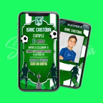 Invitación Atlético Nacional en Video Personalizada para Cumpleaños